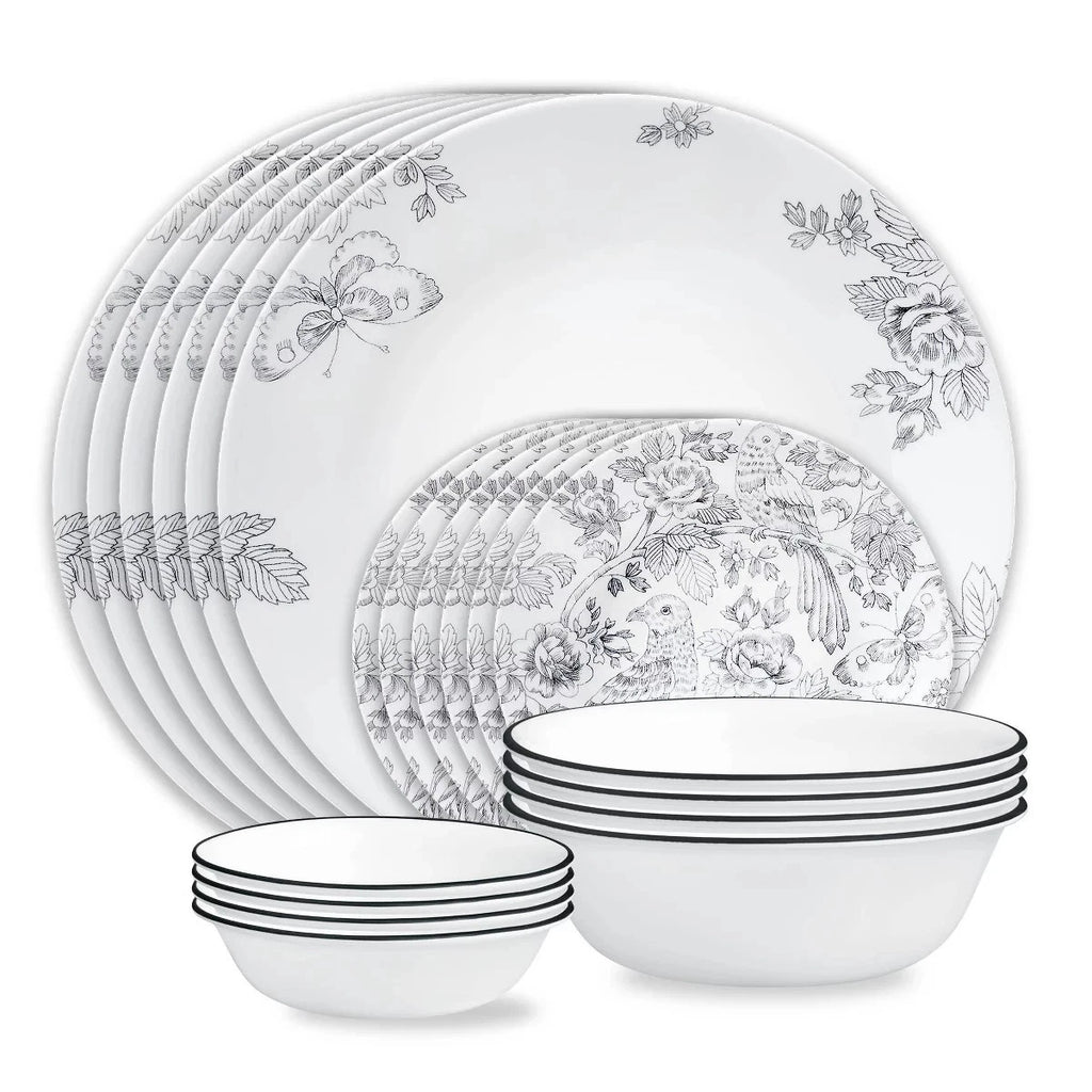 New Corelle Livingware 16pc Francheska Dinnerware Set -Premium Vitrelle Glass