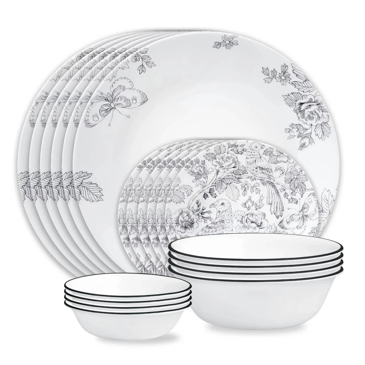 New Corelle Livingware 16pc Francheska Dinnerware Set -Premium Vitrelle Glass